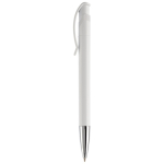 Witte plastic pen met details op de drukknop kleur wit derde weergave