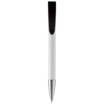 Witte plastic pen met details op de drukknop kleur wit/zwart tweede weergave