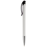 Witte plastic pen met details op de drukknop kleur wit/zwart derde weergave