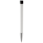 Witte plastic pen met details op de drukknop kleur wit/zwart vierde weergave