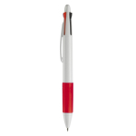 Multifunctionele pen 4-in-1 met gekleurde grip kleur rood derde weergave