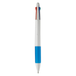 Multifunctionele pen 4-in-1 met gekleurde grip kleur wit/blauw tweede weergave