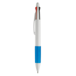 Multifunctionele pen 4-in-1 met gekleurde grip kleur wit/blauw derde weergave