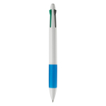 Multifunctionele pen 4-in-1 met gekleurde grip kleur wit/blauw vierde weergave