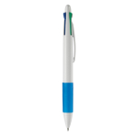 Multifunctionele pen 4-in-1 met gekleurde grip kleur wit/blauw vijfde weergave