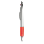 Multifunctionele pen 4-in-1 met gekleurde grip kleur donkerrood derde weergave