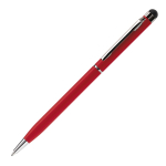 Dunne metalen pen in levendige kleuren met zwarte stylus kleur rood