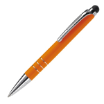 Kleine aluminium pen in levendige kleuren met zwarte stylus kleur oranje