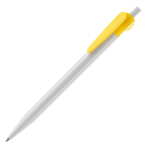 Witte plastic pen met origineel clipontwerp kleur geel