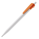 Witte plastic pen met origineel clipontwerp kleur oranje