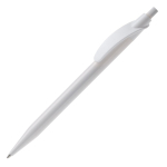 Witte plastic pen met gekleurde gebogen clip kleur wit