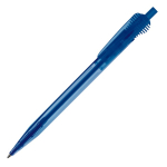 Transparante plastic pen met origineel clipontwerp kleur doorzichtig blauw