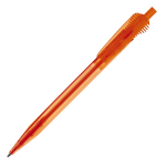 Transparante plastic pen met origineel clipontwerp kleur doorzichtig oranje