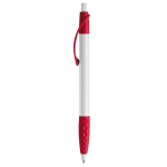 Witte pen met gekleurde details en getextureerde grip kleur rood derde weergave