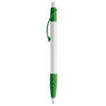 Witte pen met gekleurde details en getextureerde grip kleur groen derde weergave