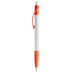 Witte pen met gekleurde details en getextureerde grip kleur oranje derde weergave