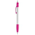 Witte pen met gekleurde details en getextureerde grip kleur roze derde weergave