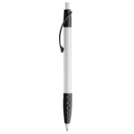 Witte pen met gekleurde details en getextureerde grip kleur wit/zwart derde weergave