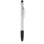 Plastic pen met stylus en gekleurde getextureerde grip kleur wit/zwart vijfde weergave