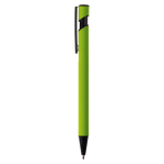 Metalen pen met matte rubberen afwerking kleur groen derde weergave