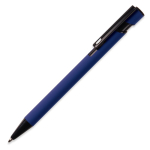 Metalen pen met matte rubberen afwerking kleur donkerblauw