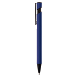 Metalen pen met matte rubberen afwerking kleur donkerblauw derde weergave