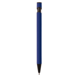 Metalen pen met matte rubberen afwerking kleur donkerblauw vierde weergave