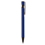 Metalen pen met matte rubberen afwerking kleur donkerblauw vijfde weergave