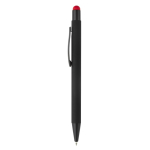 Metalen pen met gekleurde stylus en gegraveerd logo kleur rood derde weergave