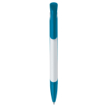 gekleurde plastic pen met wit markeervlak kleur cyaan blauw tweede weergave