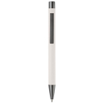 Aluminium pen met soft-touch afwerking en blauwe inkt kleur wit