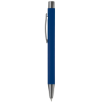 Aluminium pen met soft-touch afwerking en blauwe inkt kleur donkerblauw derde weergave