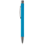 Aluminium pen met soft-touch afwerking en blauwe inkt kleur lichtblauw tweede weergave