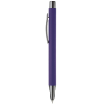 Aluminium pen met soft-touch afwerking en blauwe inkt kleur paars derde weergave