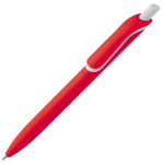 Gerecyclede plastic pen in kleuren met witte drukknop kleur rood