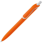 Gerecyclede plastic pen in kleuren met witte drukknop kleur oranje