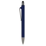 Gerecyclede plastic pen in kleuren met zwarte stylus kleur donkerblauw derde weergave