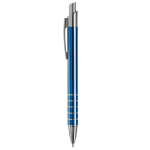 Aluminium pen met matte afwerking en 5 zilveren ringen kleur blauw derde weergave