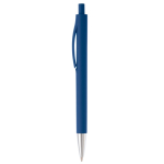 gekleurde plastic pen met metalen punt kleur donkerblauw derde weergave