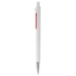 Witte plastic pen met subtiele kleurdetails kleur rood derde weergave