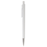 Witte plastic pen met subtiele kleurdetails kleur wit derde weergave