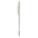 Witte plastic pen met subtiele kleurdetails kleur groen derde weergave