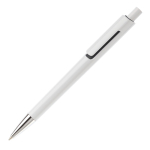 Witte plastic pen met subtiele kleurdetails kleur wit/zwart