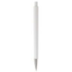 Witte plastic pen met subtiele kleurdetails kleur wit/zwart vierde weergave