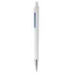 Witte plastic pen met subtiele kleurdetails kleur donkerblauw derde weergave