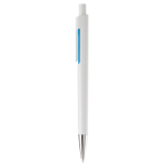 Witte plastic pen met subtiele kleurdetails kleur lichtblauw derde weergave