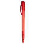 Transparante gekleurde plastic pen met gebogen clip kleur rood vierde weergave