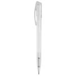 Transparante gekleurde plastic pen met gebogen clip kleur wit vierde weergave