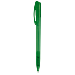 Transparante gekleurde plastic pen met gebogen clip kleur groen vierde weergave