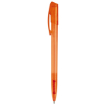 Transparante gekleurde plastic pen met gebogen clip kleur oranje vierde weergave